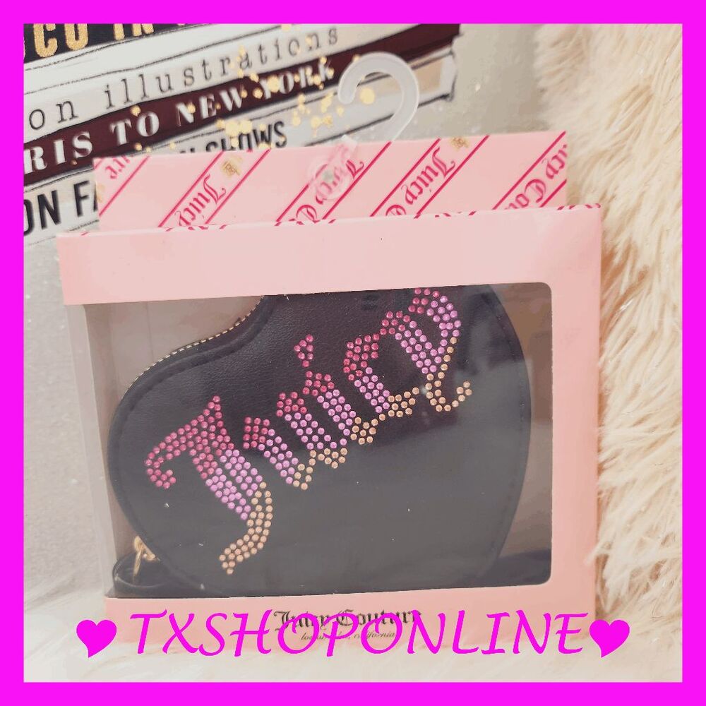 💗🌺 Juicy Couture Black Heart Zip Around Wallet Gift Box🌺💗